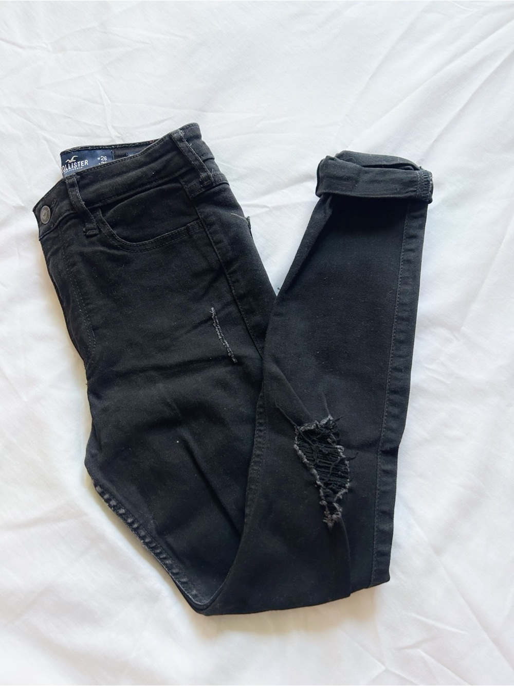 Hollister High Rise Skinny Ripped Black Jeans